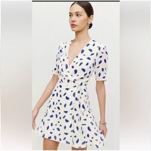 Reformation **NWT** Blue & White Wrap Dress